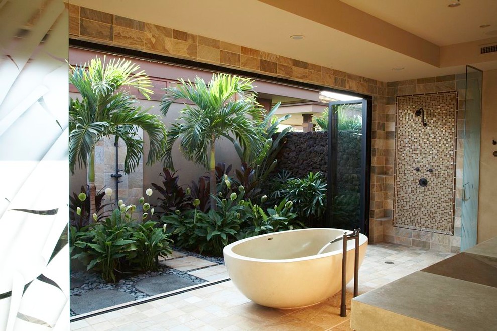 Tropical Open wall bathroom