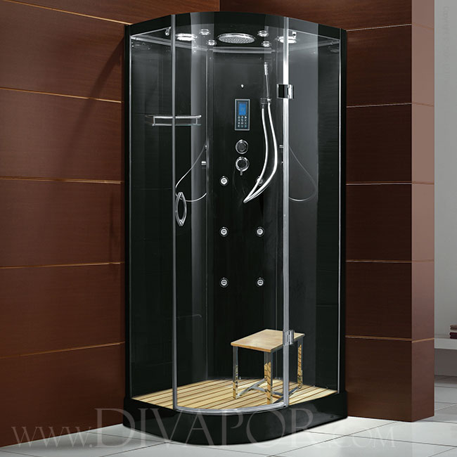 EXDISPLAY Di Vapor Cecina Steam Shower Enclosure Black Glass 90 x 90cm