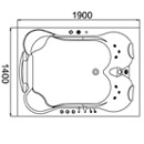 Luxor Whirlpool Bath - Technical Diagram 1