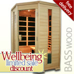 Solare Corner Infrared Sauna in Basswood