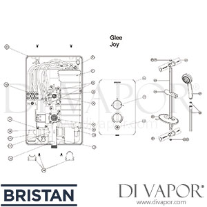 Bristan Joy 8.5 kW Electric Shower - Black - Spare Parts BR DV 111
