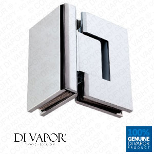 90 Degree Glass to Glass Shower Door Hinge | Chrome Plated Solid Copper | Square Edges