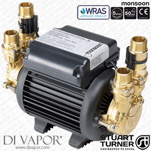 Stuart Turner 46415 Monsoon Standard 2.0 bar Twin Water Pump for Showers, Bathrooms, Houses and Apartments