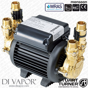 Stuart Turner 46416 Monsoon Standard 3.0 Bar Twin Water Pump for Showers, Bathrooms, Houses and Apartments