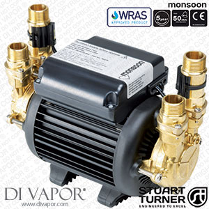 Stuart Turner 46418 Monsoon Standard 4.5 Bar Twin Pump for Showers, Bathrooms, Houses and Apartments