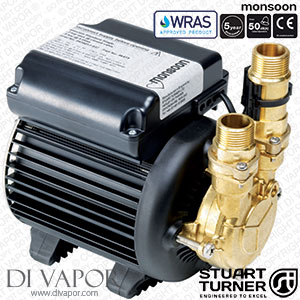 Stuart Turner 46419 Monsoon Standard 3.0 Bar Single Water Pump for Showers, Bathrooms, Houses and Apartments