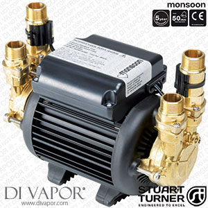Stuart Turner 46506 Monsoon Standard 1.5 Bar Twin Water Pump for Showers, Bathrooms, Houses and Apartments