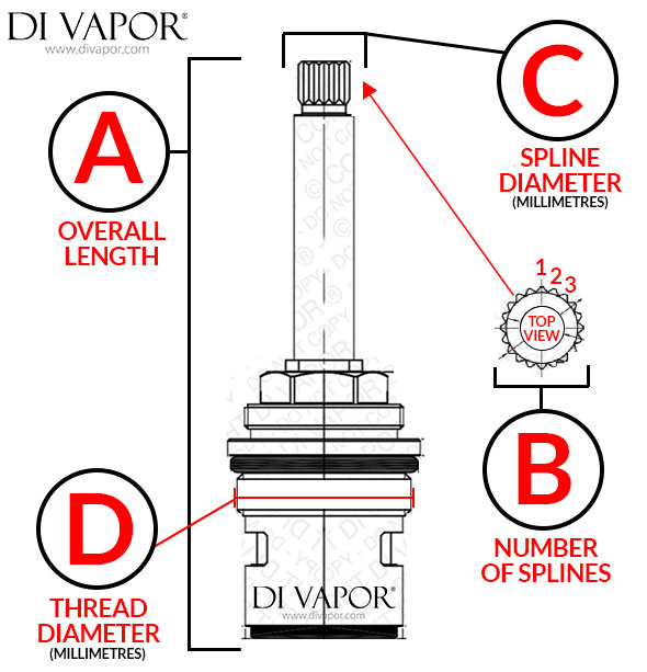 Shower Flow Cartridge Dimensions