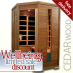 Solare Corner Infrared Sauna in Cedar