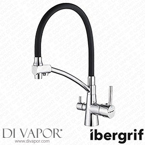 Ibergrif Black Kitchen Tap with Flexible Spout 3 In 1 Sprayer for Sink Mixer and Water Filter Purifier Chrome Spare Parts