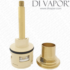 Two Way Twin Shower Diverter Cartridge 103.5mm - White & Blue Housing & Brass Collar