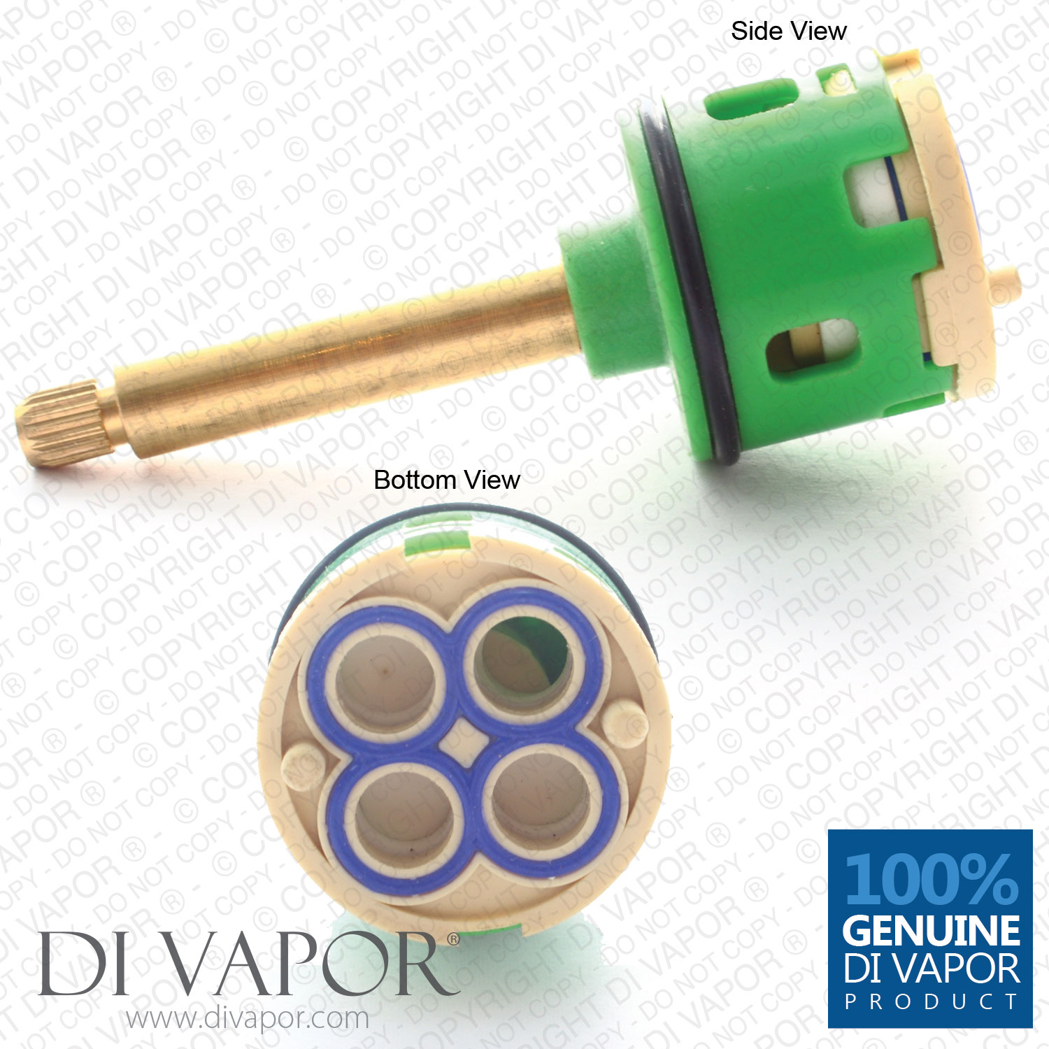 92mm 4-Way Shower Flow Diverter Valve Cartridge - (54mm Brass Spindle) Tap Central Core - O Ring Push Fit
