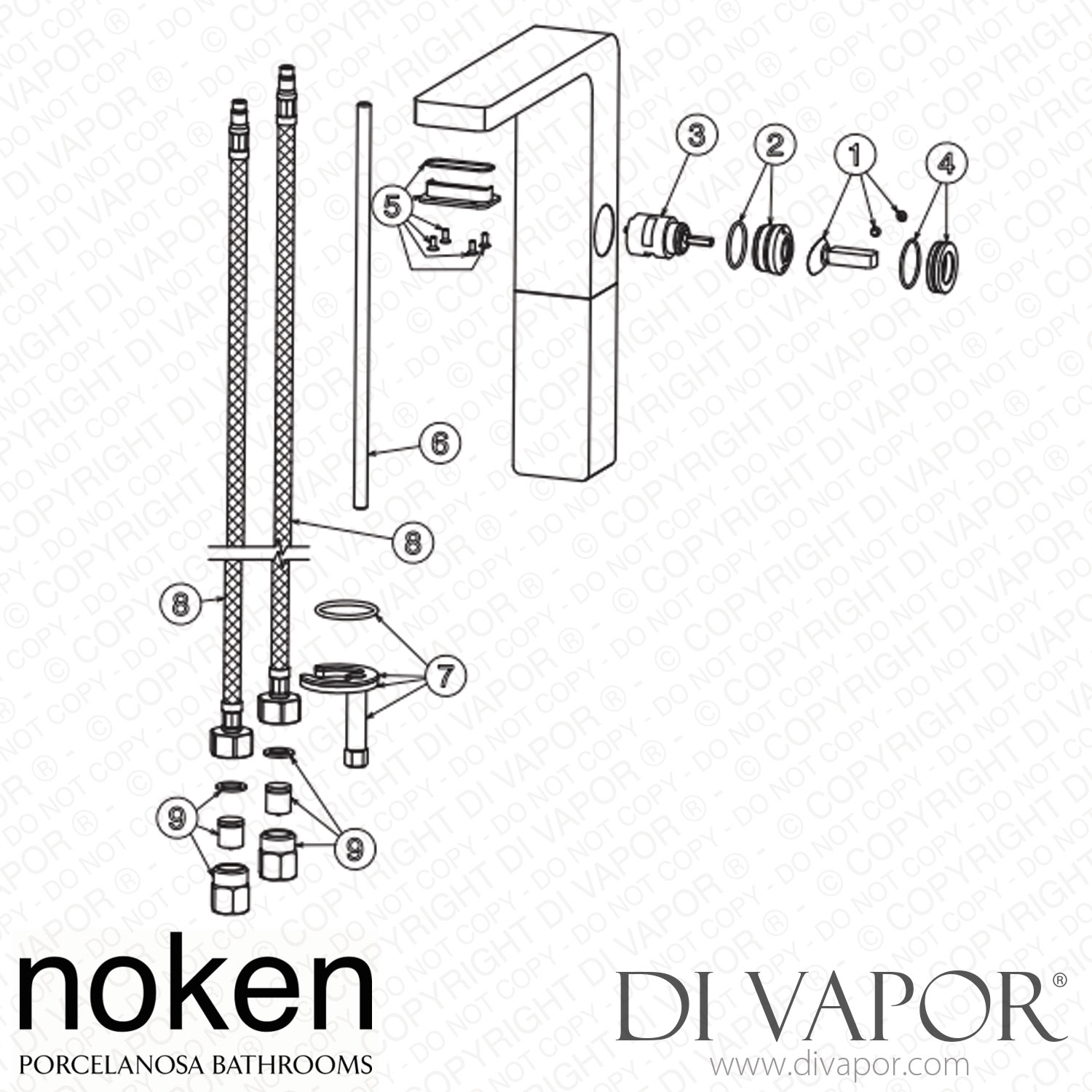 Noken 100063523 High Spout Single Lever Basin Mixer 3/8 Inch Spare
