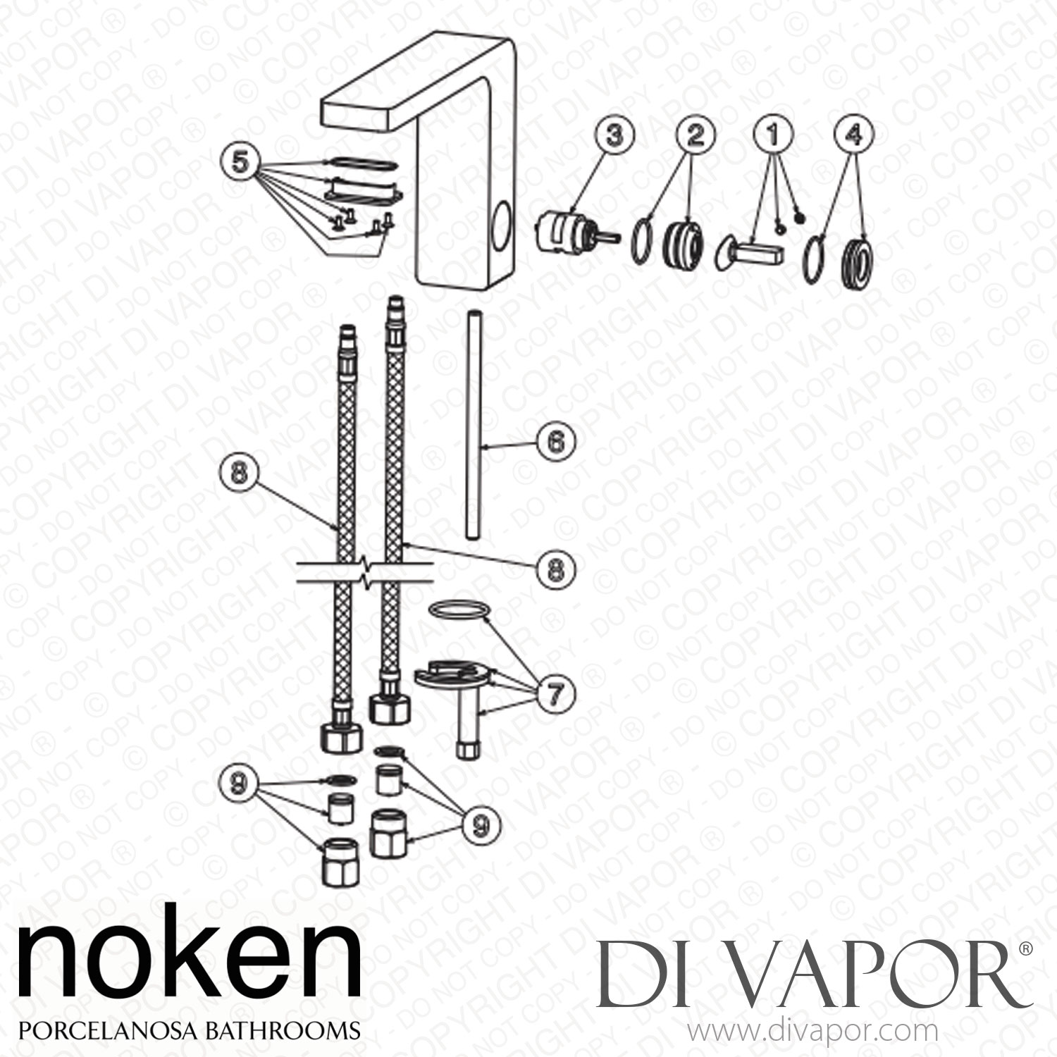 Noken 100063524 Single Lever Basin Mixer 3/8 Inch Spare Parts