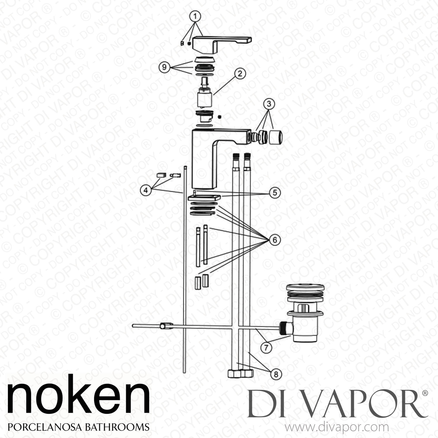 Noken Porcelanosa Nk Logic Bidet Mixer With Ceramic Cartridge