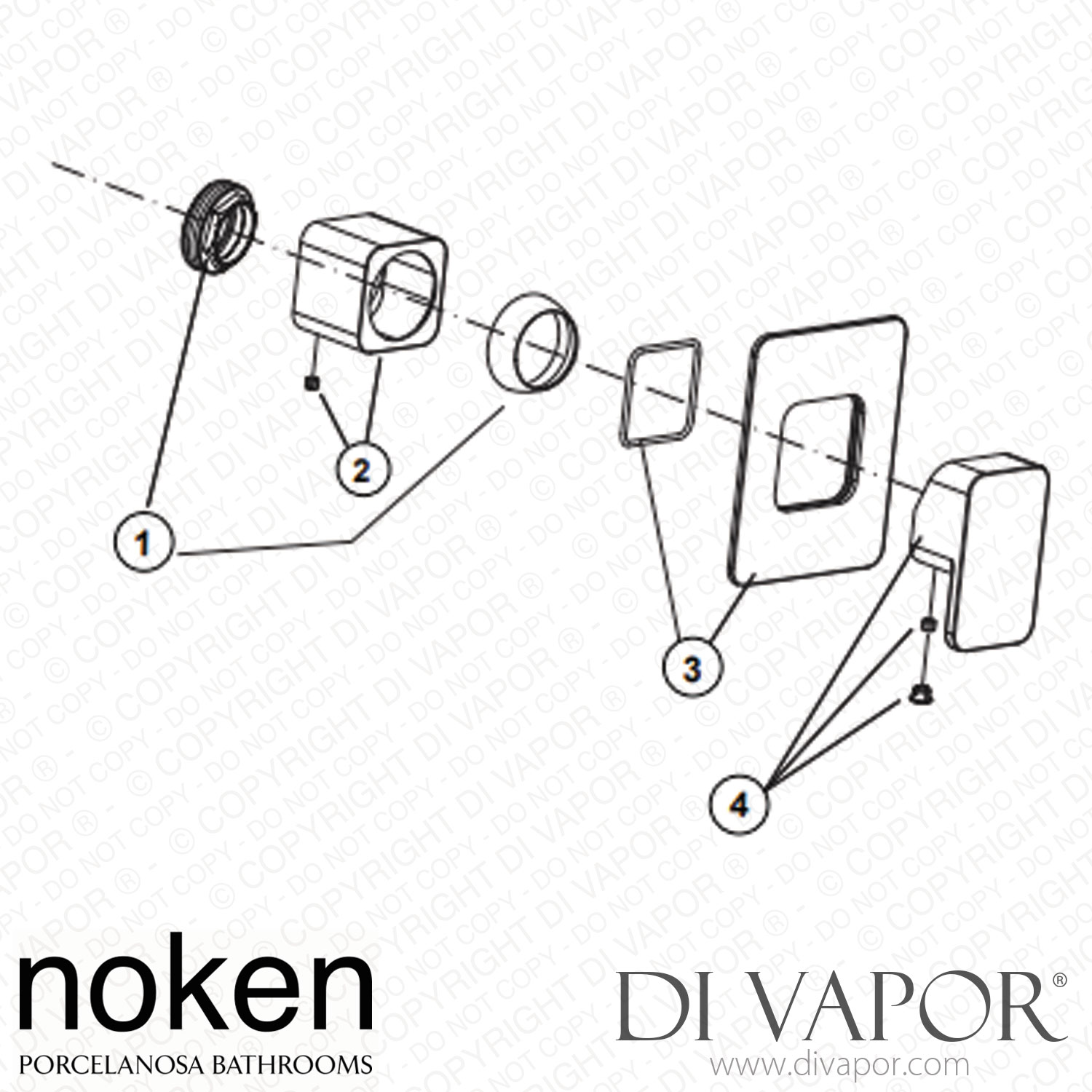 Noken 100140134 Single Lever Concealed Shower Mixer Trim Kit Spare