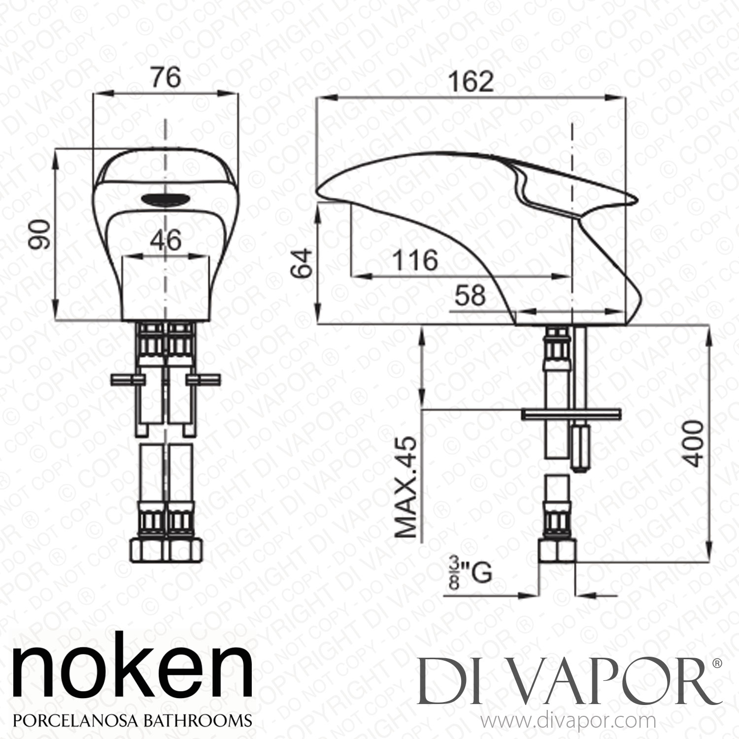 Noken 100181778 Single Lever Basin Mixer 3/8 Inch Spare Parts