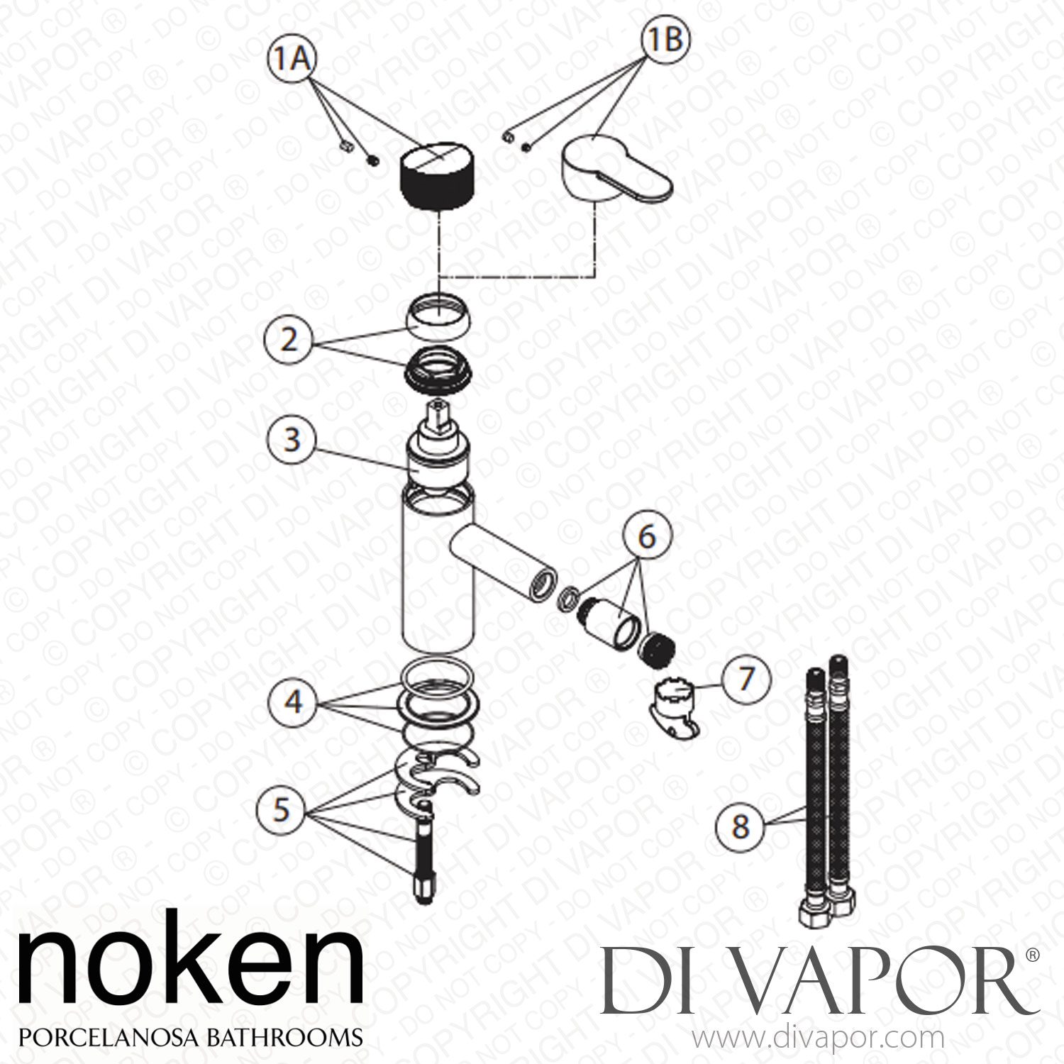 Noken 100190530 Single Lever Bidet Mixer 35mm Cartridge 3/8 Inch Spare