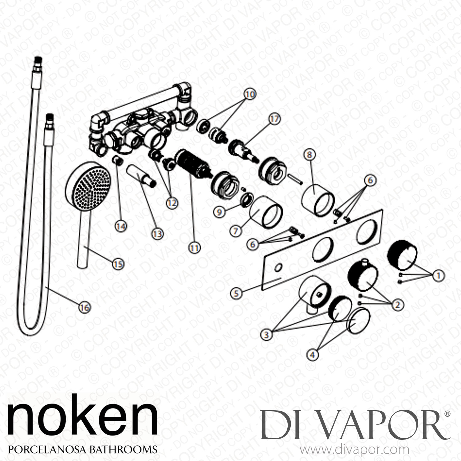 Noken 100190646 External Part for Thermostatic Set Spare Parts