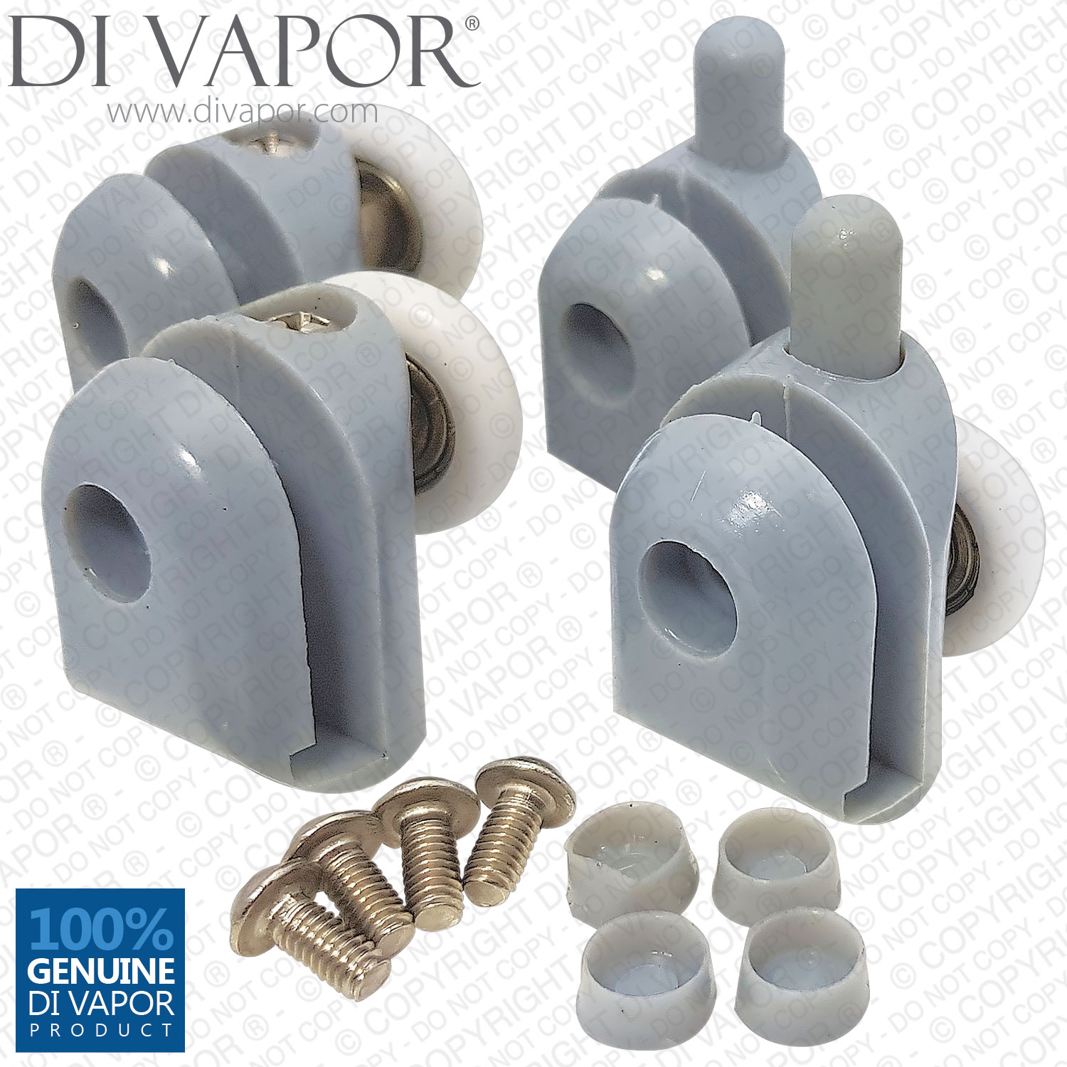 Set of 8 Shower door rollers 4 upper and 4 lower with caps 23mm 