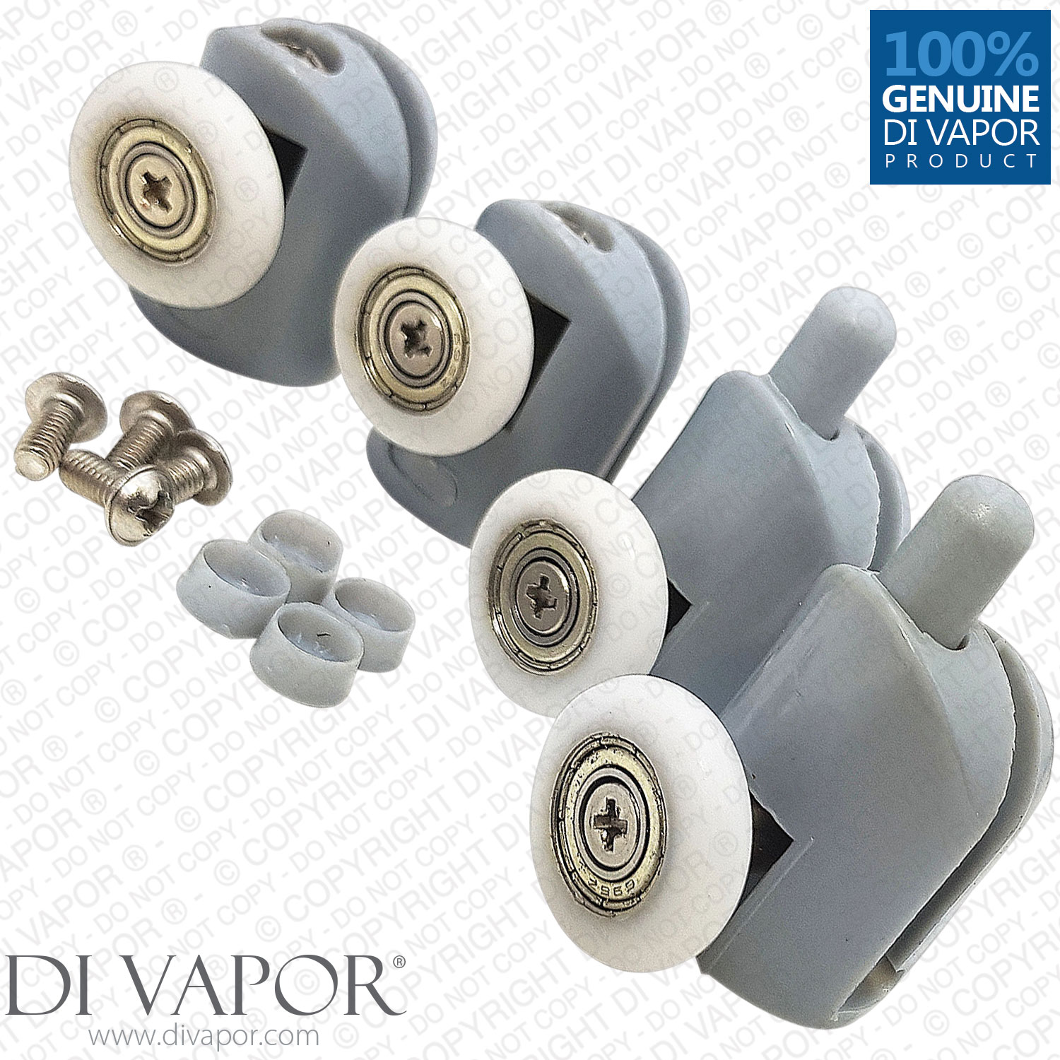 Twin Top Shower Door Rollers – 2-Pack Grooved Wheels, 22mm Diameter, Adjustable Runners For Sliding Glass Doors (Model L016)