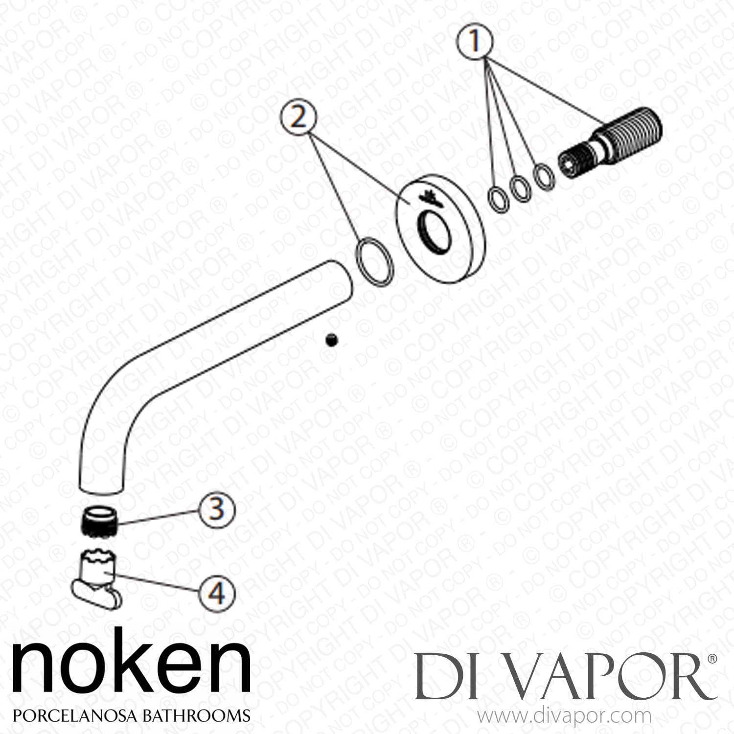 Noken 100299164 Wall Mounted Bath Spout Spare Parts (Porcelanosa NK)