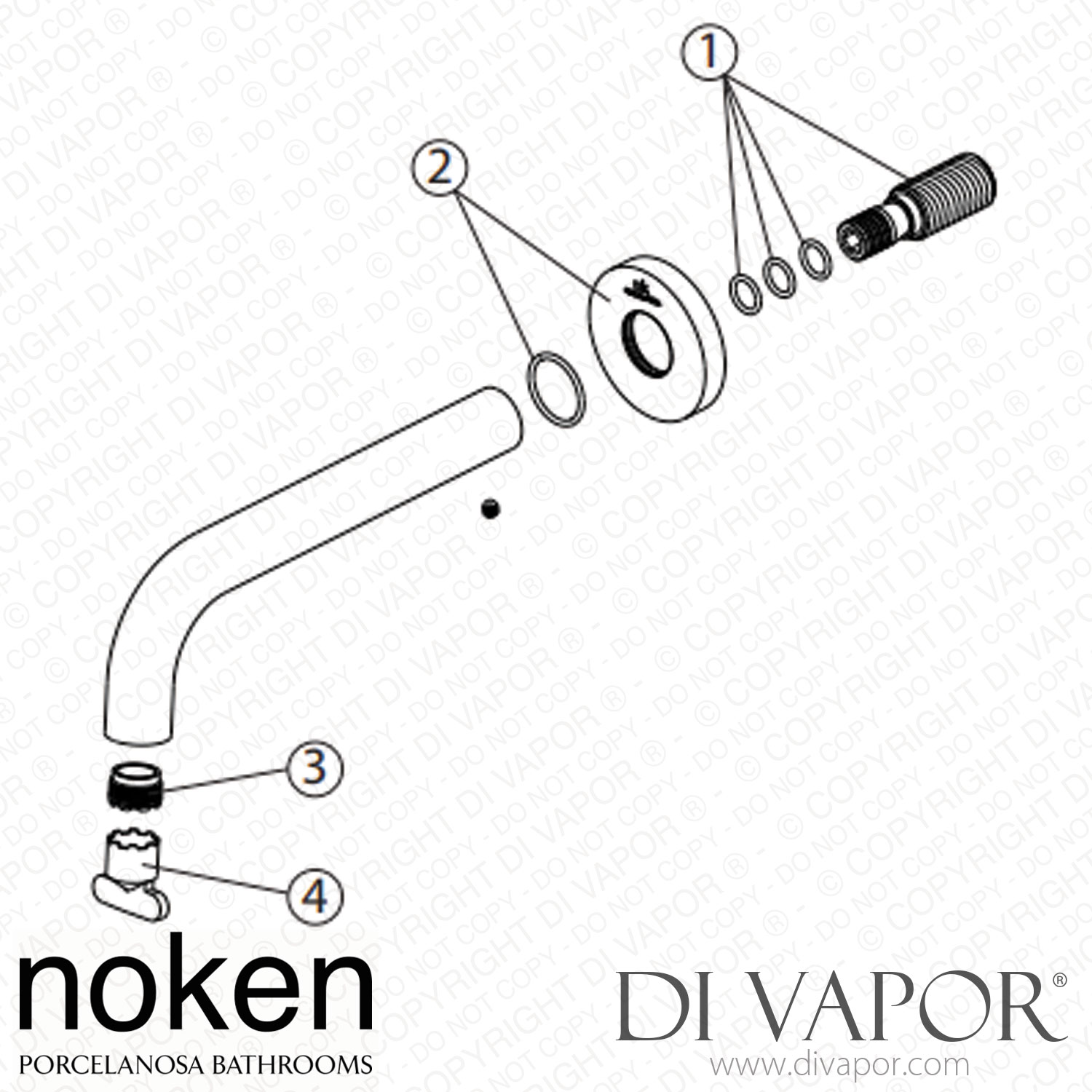 Noken 100299186 Wall Mounted Bath Spout Spare Parts (Porcelanosa NK)