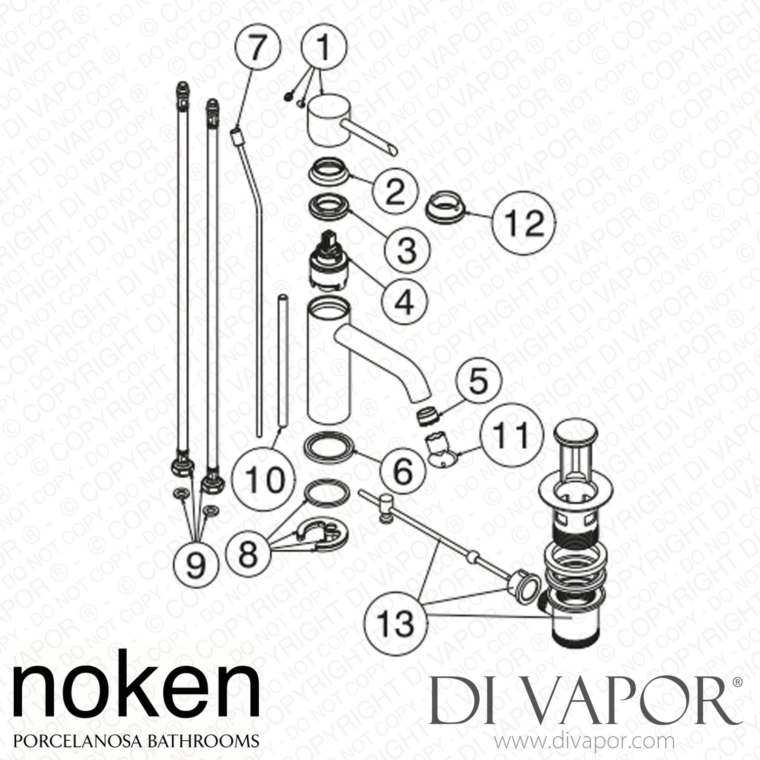 Noken 100306653 Single Lever Basin Mixer 3/8 Inch Spare Parts