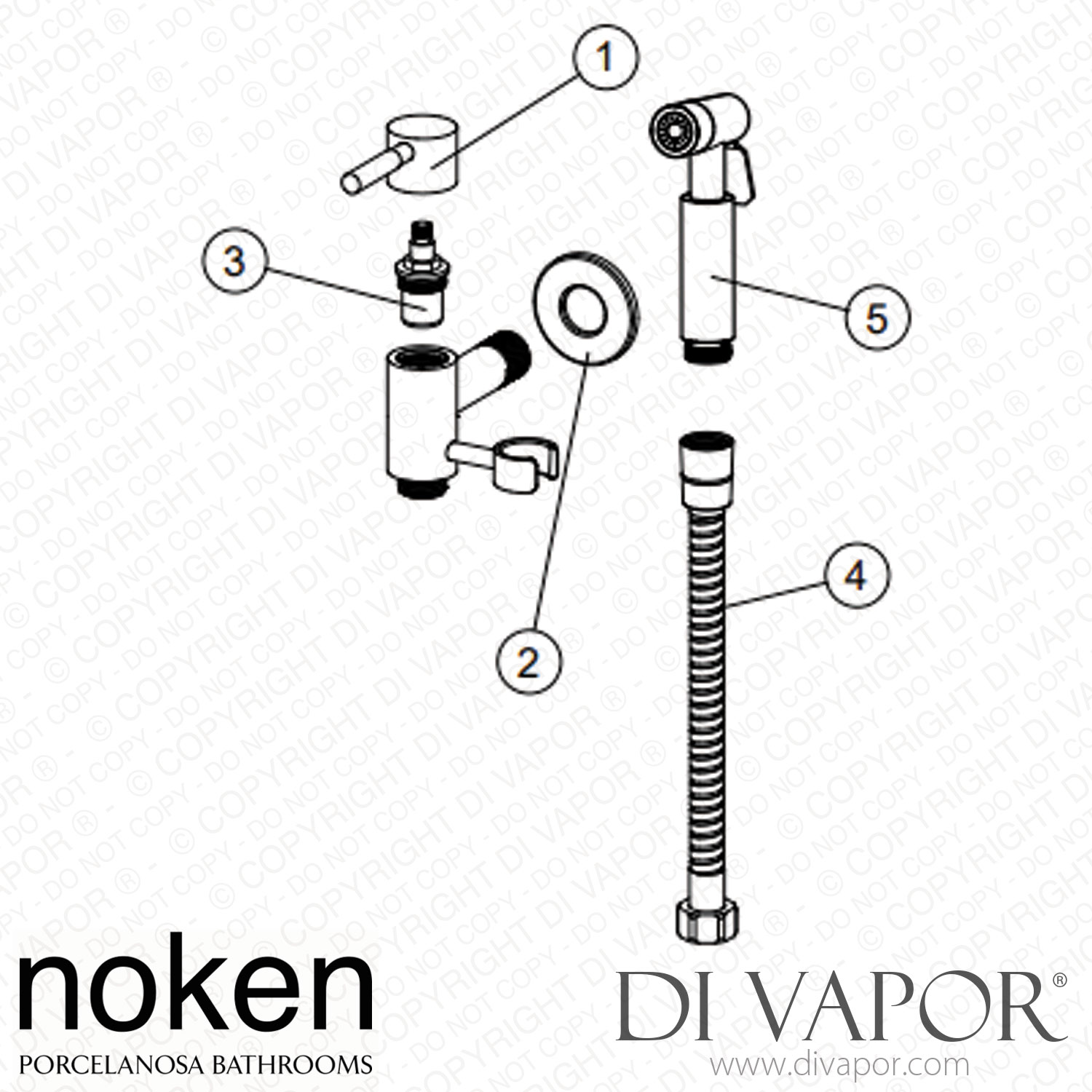 Noken Sanitary Shower Set with One Water Inlet (100311354) Spare Parts