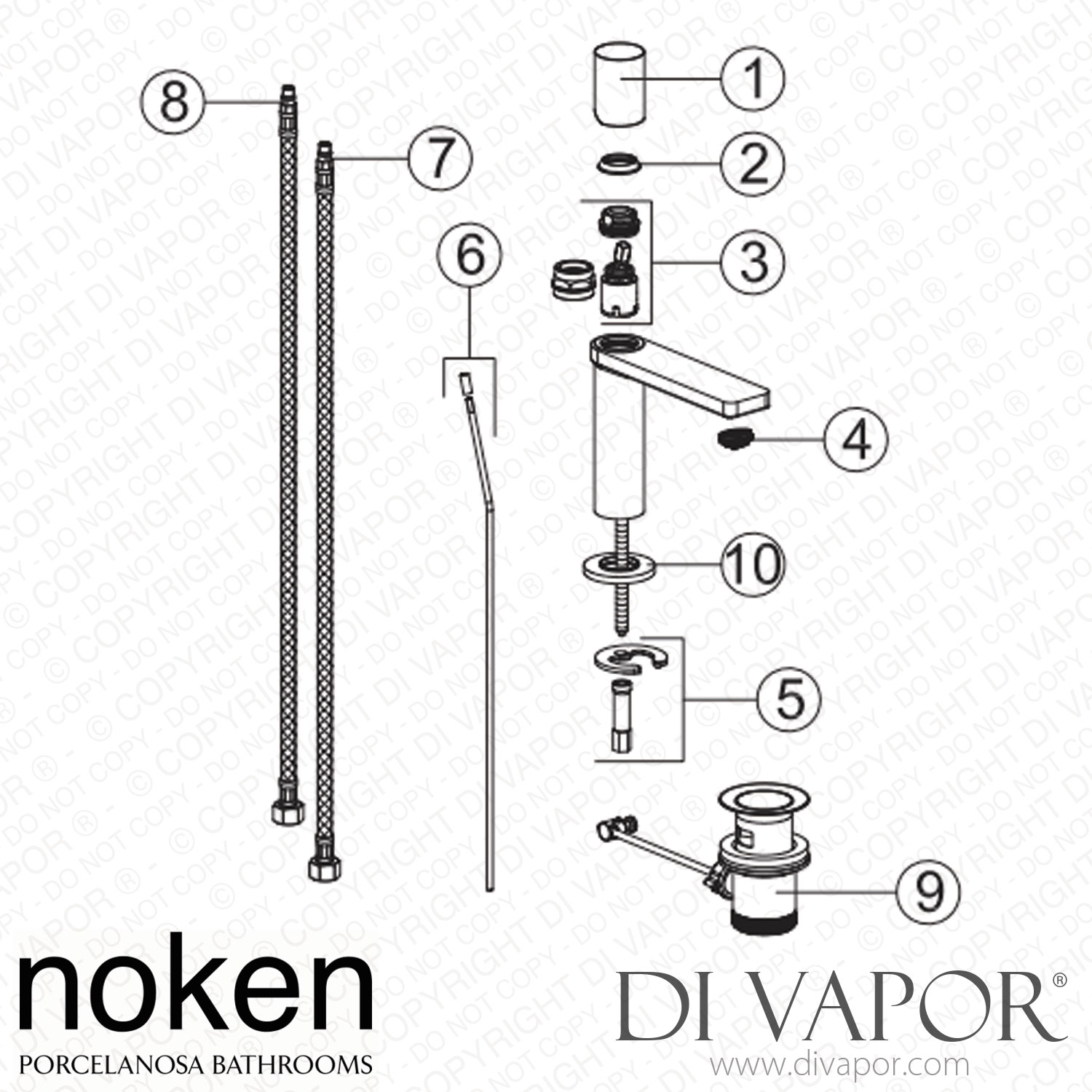 Noken 100312790 Single Lever Basin Mixer 3/8 Inch Spare Parts