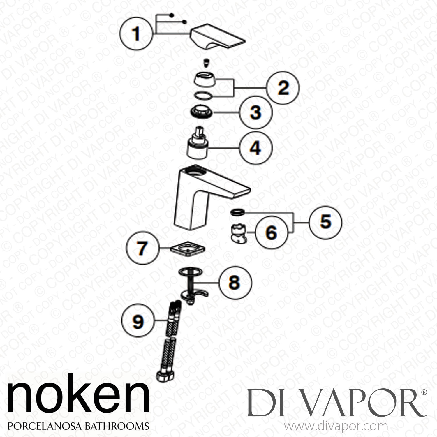 Noken 100313242 Single Lever Basin Mixer 3/8 Inch Spare Parts