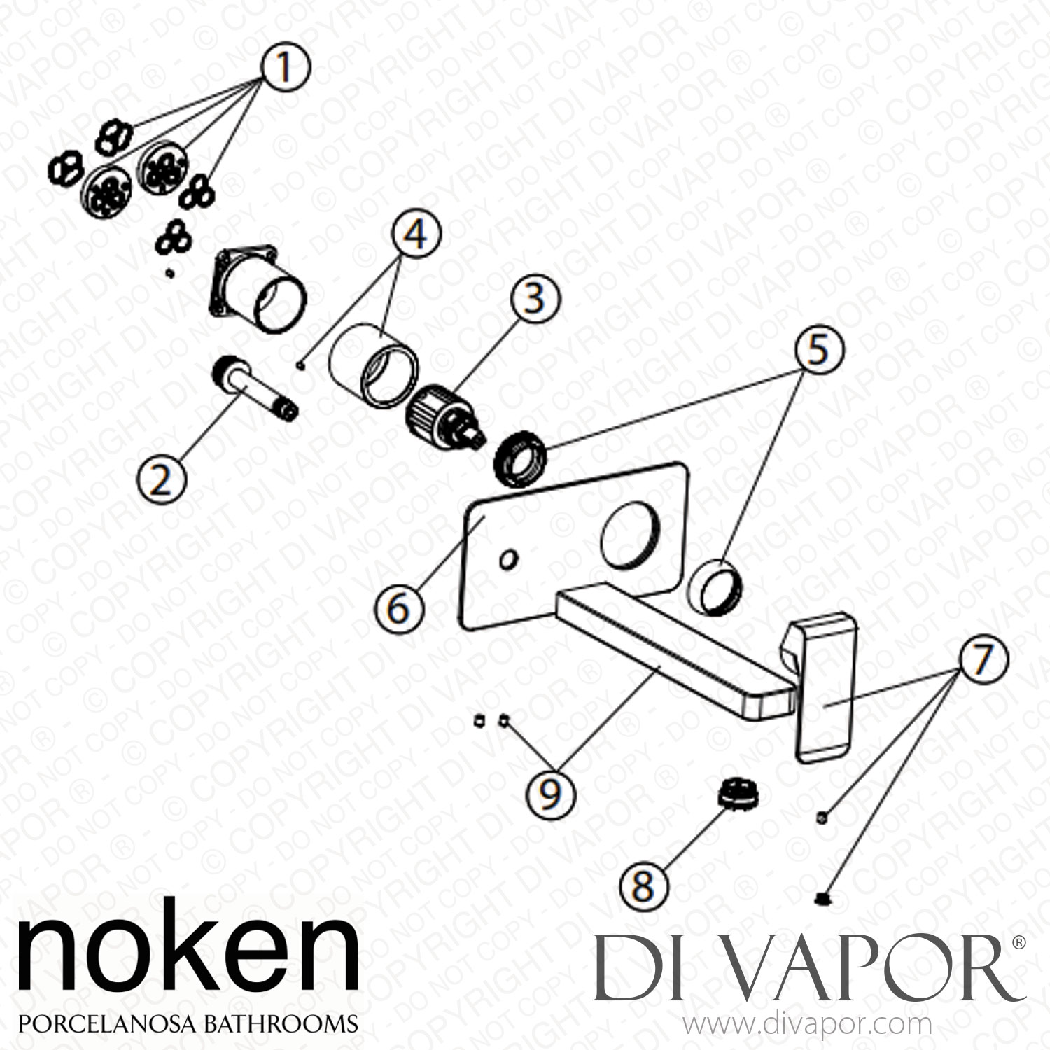 Noken 100326655 Single Lever Basin Mixer Trim Kit Spare Parts