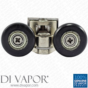 25mm Double Swivel Shower Rollers - Metal Zinc Alloy - Black Wheels