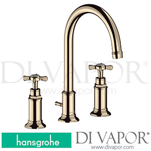Hansgrohe 16513830 AXOR Montreux 3-Hole Basin Mixer 180 with Cross Handles and Pop-Up Waste Set 01/10 - 09/10 Spare Parts