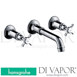 Hansgrohe 16532003 AXOR Montreux 3-Hole Basin Mixer for Concealed Installation Wall-Mounted with Spout 165 - 225 Mm and Cross Handles >05/20 Spare Parts