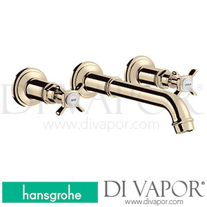 Hansgrohe 16532830 AXOR Montreux 3-Hole Basin Mixer for Concealed Installation Wall-Mounted with Spout 165 - 225 Mm and Cross Handles 01/09 - 12/19 Spare Parts