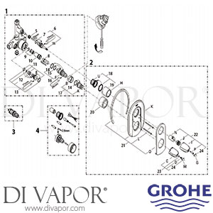Grohe 19 663 Grohtherm 3000 Oval Concealed Thermostatic Shower Mixer Spare Parts