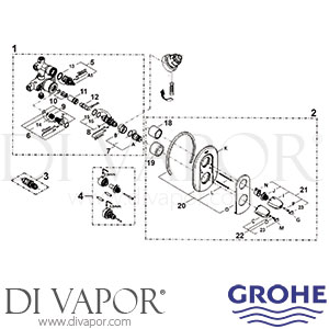 Grohe 19 665 Grohterm 3000 Oval Concealed Thermostatic Shower Mixer Spare Parts