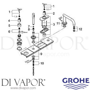 Grohe 19141 Atrio 4-Hole Bath Combination Trim Set Spare Parts