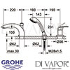 Grohe Chiara 3-Hole Bath Shower Combination Dimensions