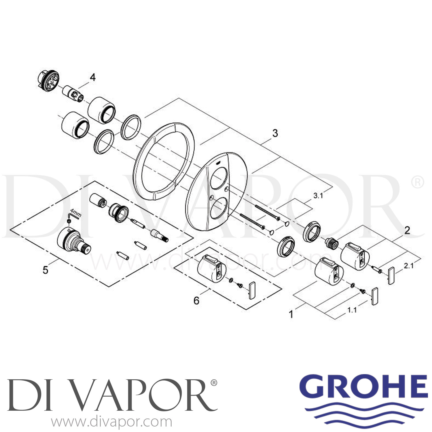 Grohe 19241000 Grohtherm 2000 Thermostatic Shower Mixer Spare Parts