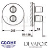 Grohe Ondus Thermostat Integrated 2-Way Diverter Dimensions