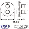Grohe Ondus Thermostat Integrated 2-Way Diverter Dimensions