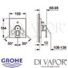Grohe Quadra Moon White Single-Lever Bath Mixer Dimensions