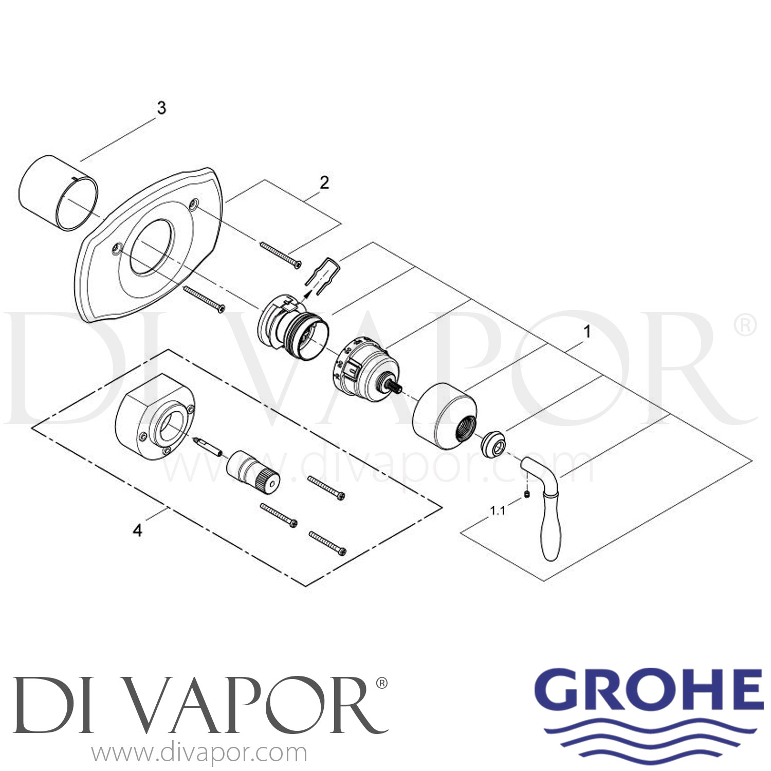 Grohe 19614BE0 Seabury Central Thermostatic Mixer Spare Parts