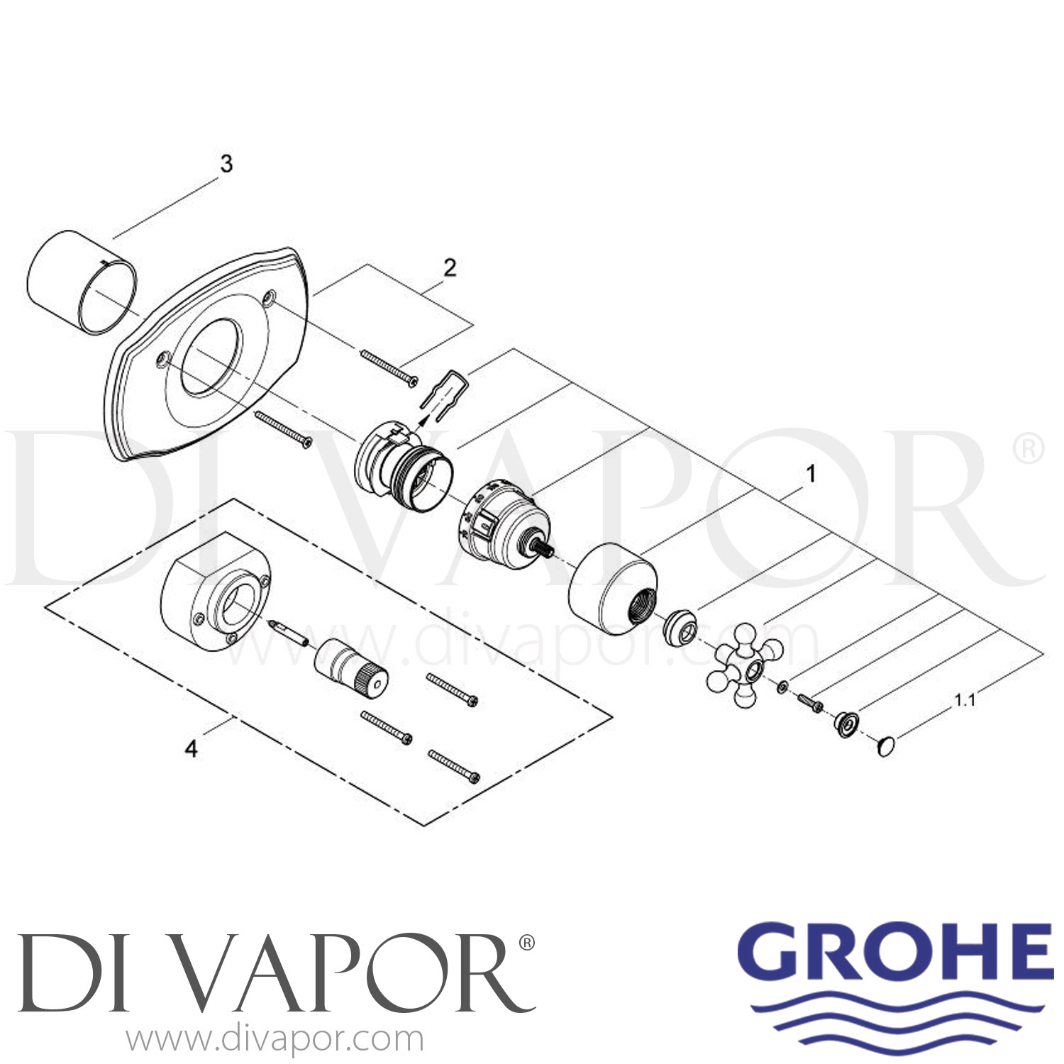 Grohe 19615000 Geneva Central Thermostatic Mixer Shower Spare Parts