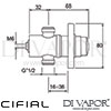 Cifial Timed Built-In Timed Shower Tap 1F Dimensions