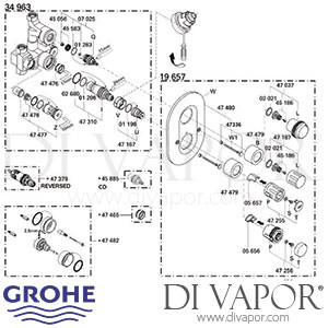 Grohe 19657000 | 19657 000 Grohtherm Auto 2000 Shower Valve Spare Parts