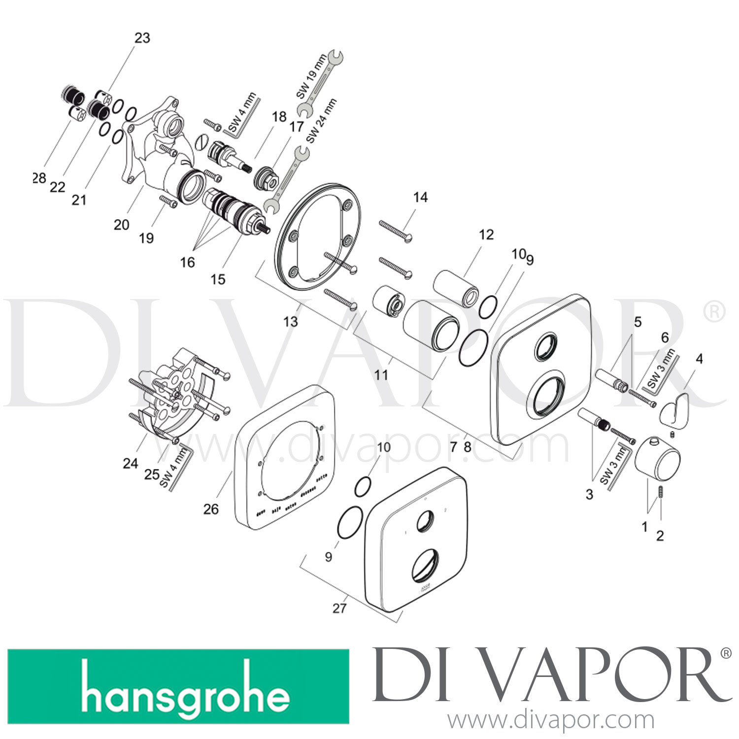 Hansgrohe 19706000 AXOR Bouroullec Thermostatic Mixer for