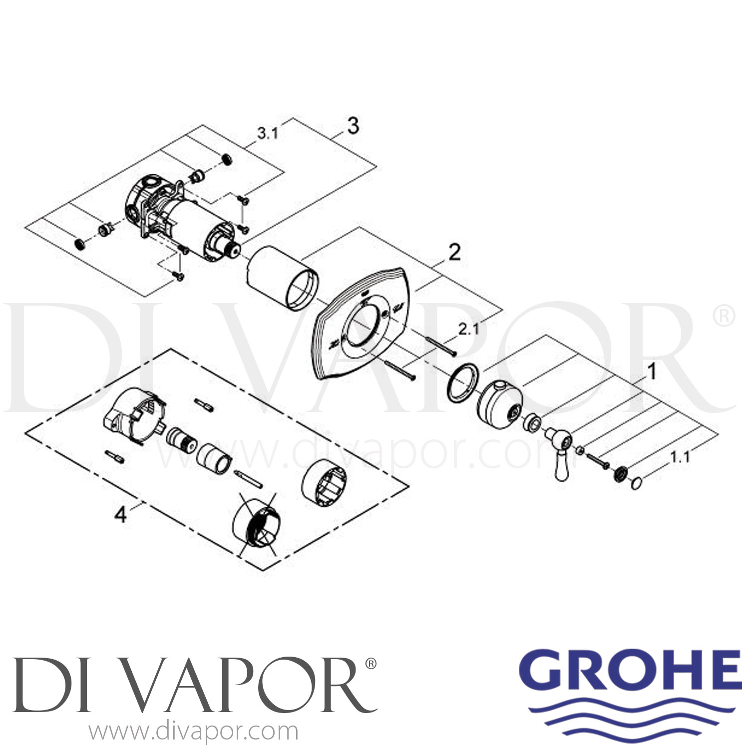 Grohe 19839000 Grohtherm 2000 Authentic Custom Shower Thermostatic Trim
